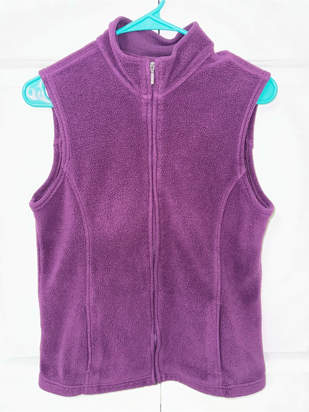 LL Bean Women’s Purple Fleece Vest Full Zip Mock Neck Outdoor Size M Regular